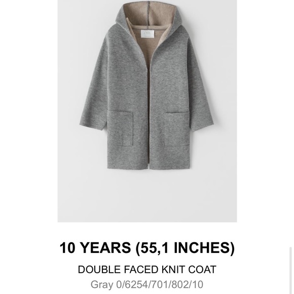 ZARA Big Kid’s DOUBLE FACED KNIT COAT - Picture 1 of 3